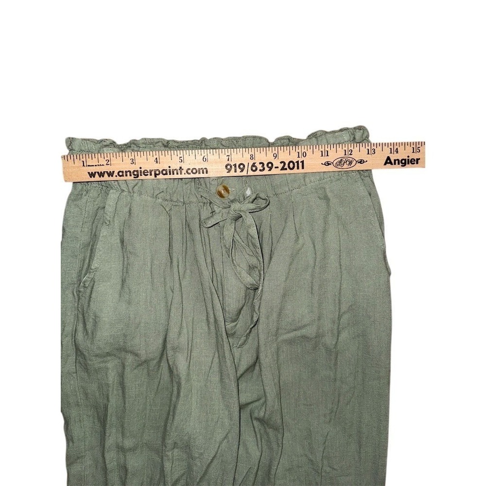 Thread + Supply Pant Womens M Sage Green Wide Leg Drawstring Elastic linen blend - Picture 5 of 9
